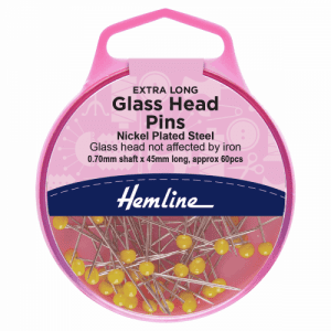 Hemline Glass Head Pins yellow