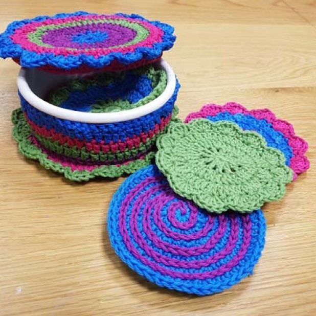 Crochet Coasters & Basket