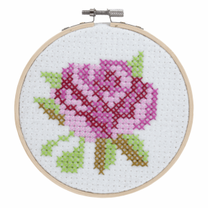 Rose Counted Cross Stitch Kit with Hoop