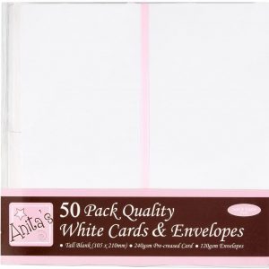 50 Tall White Cards and Envelopes 105x210cm