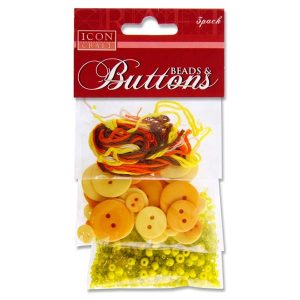 Icon Craft 3 Pack Beads, Buttons & Threads Yellow