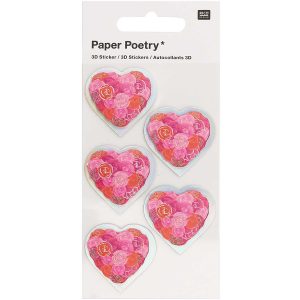 3D Stickers Heart Roses Red