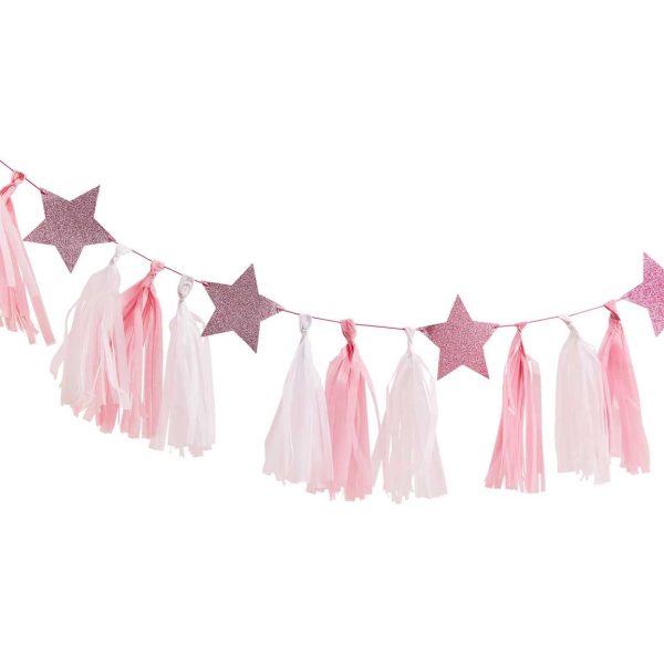 Pink Tassel Garland With Pink Glitter Stars