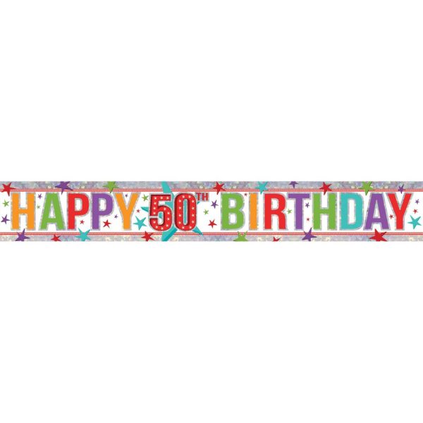 Holographic Happy 50th Birthday Banner