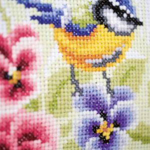 Cross Stitch Table Runner Kit Birds & Violets