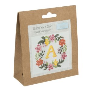 Counted Cross-Stitch Floral Wreath Monogram