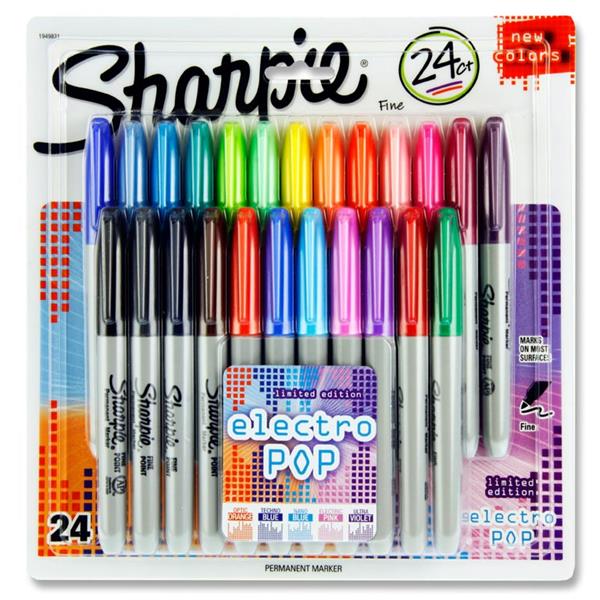 Sharpie 24 Assorted Fine Markers - Electro Pop