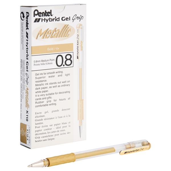 Hybrid Gel Grip 0.8mm Gel Pen - Gold