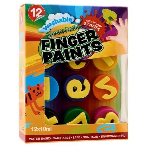 12x10ml Finger Paints With Numbered Stamps