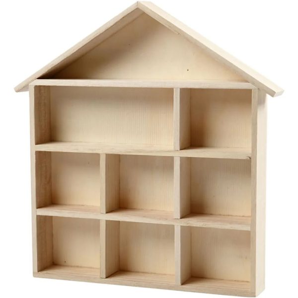 Wooden House-Shaped Shelving System