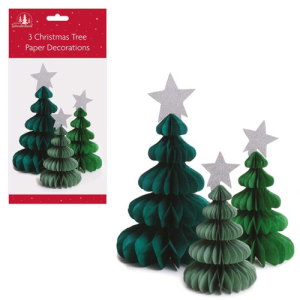 Christmas Tree 3pk Honeycomb Decorations