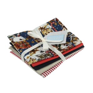 Christmas Navy Street Scene Fat Quarters