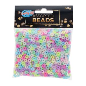 Crafty Bitz 50g Flat Pastel Beads