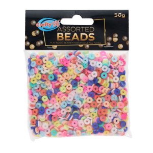 Crafty Bitz 50g Flat Multi Coloured Beads