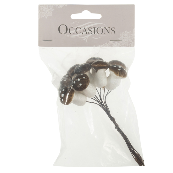 Mini Toadstools on Wire Brown