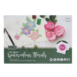 Pre-Drawn Watercolour Florals 12 Sheets