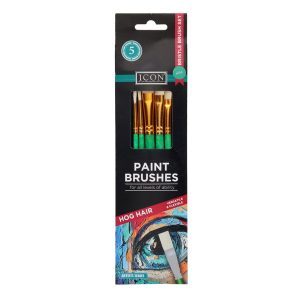 Hog Hair Paint Brushes Set of 5