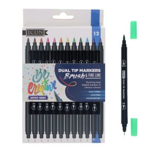 Dual Tip Markers Brush and Fine Line 12pk