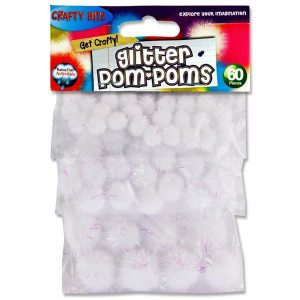 Glitter Pom Poms White