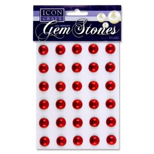 Self Adhesive Gem Stones Pearl Red