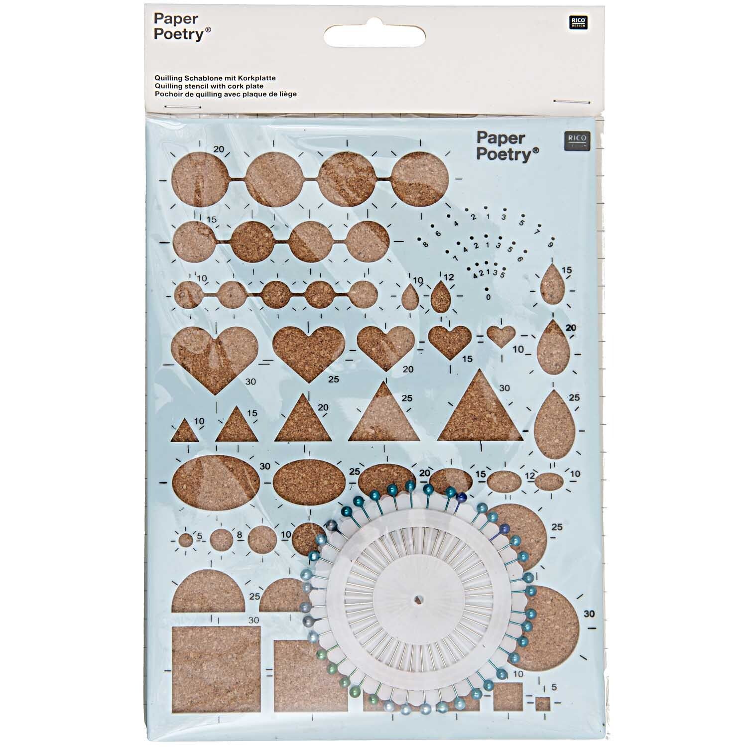 Rico Quilling Stencil With Cork Plate 15x21cm