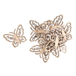 Embellishments Wooden Filligree Butterflies Pack 12