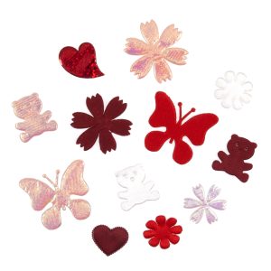 Embellishments Fabric Flowers Mix Red
