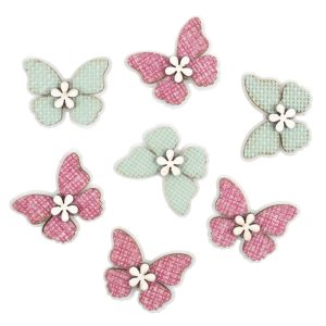 Embellishments Butterflies Wood And Felt 7 Pieces