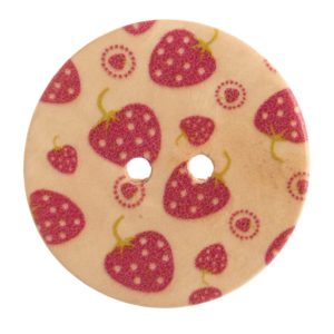 Wooden with Strawberries Button 30mm