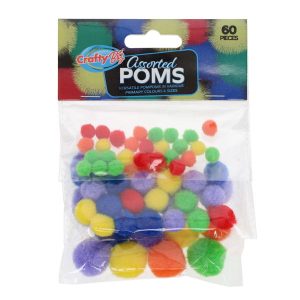 Assorted Pom Poms 60pce