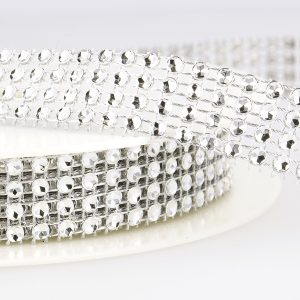 20mm Silver Crystal Bead On Mesh