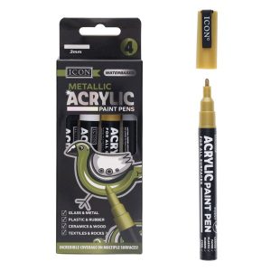 Icon Metallic Acrylic Paint Pens 4pack