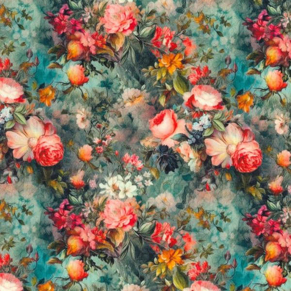 Poplin Fabric Rose and Hubble Flowers Norris Street